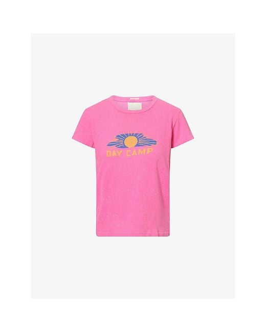 Mother Pink The Lil Sinful Graphic-Print Cotton-And-Linen T-Shirt