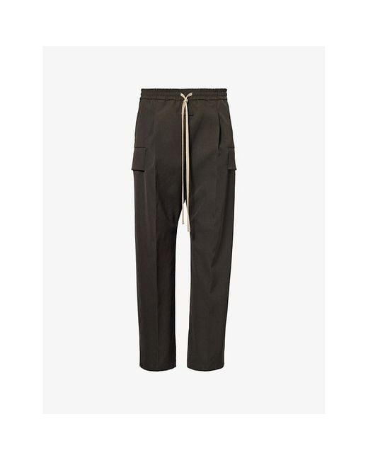 Fear Of God Black Flap-pocket Elasticated-waist Wool And Cotton-blend Trousers for men