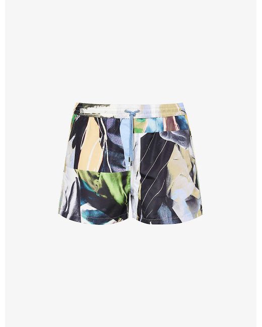 Paul Smith Blue Graphic-print Recycled Polyester-blend Swim Short for men
