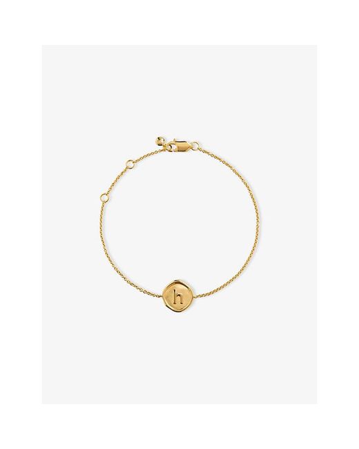 Monica Vinader Metallic Initial-H Stamp 18Ct-Vermeil Chain Bracelet