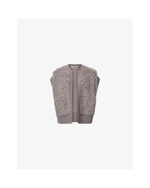 AllSaints Gray Elias Relaxed-Fit Textured Knitted Gilet