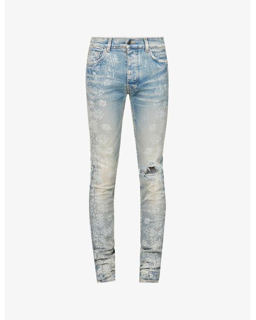 Amiri Bandana Paisley-print Slim-fit Tapered-leg Stretch-denim Jeans in ...