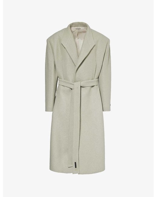 Fear Of God White Tie-fastened Relaxed-fit Wool Overcoat for men