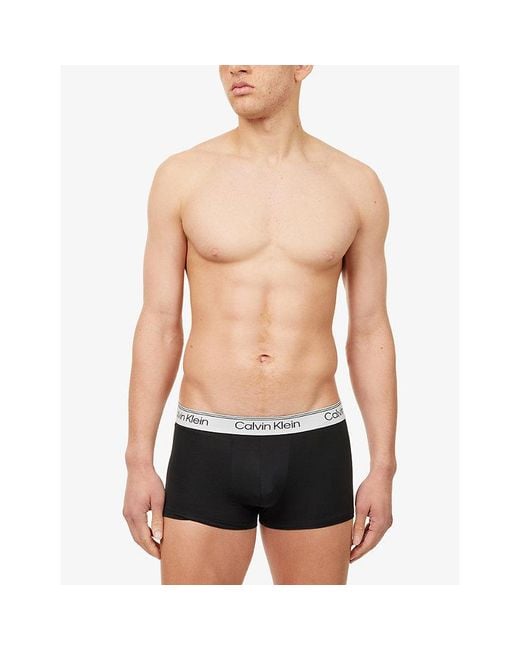 Calvin Klein Black Microfibre-Stretch Low-Rise Pack Of Three Jersey Trunks for men