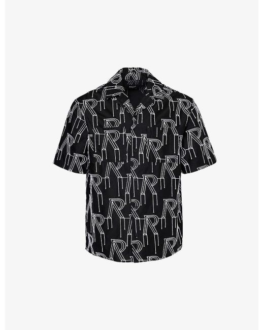 Represent Black Brand-embroidered Boxy-fit Cotton Shirt Xx for men