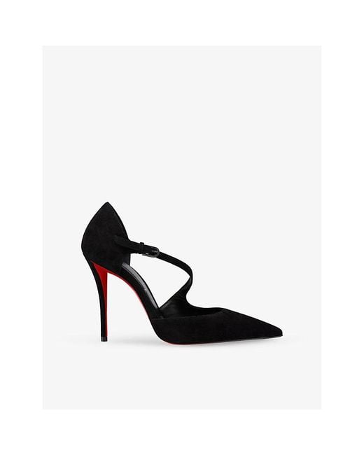 Christian Louboutin Black Miss Ziggyta 100 Suede Heels