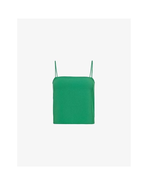 Leset Green Arielle Square-neck Woven Top
