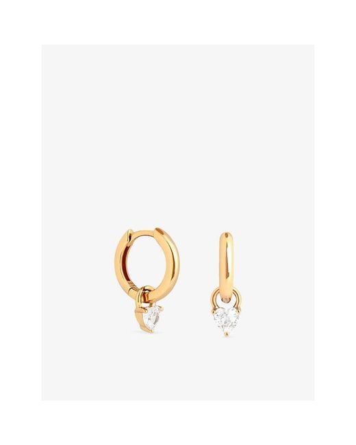 Astrid & Miyu Metallic Heart Charm 18Ct-Plated Sterling- And Pavé-Crystal Huggies