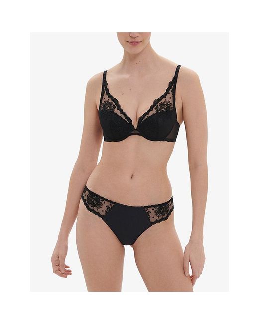Simone Perele Black Intrigue Triangle Underwired Lace Push-Up Bra