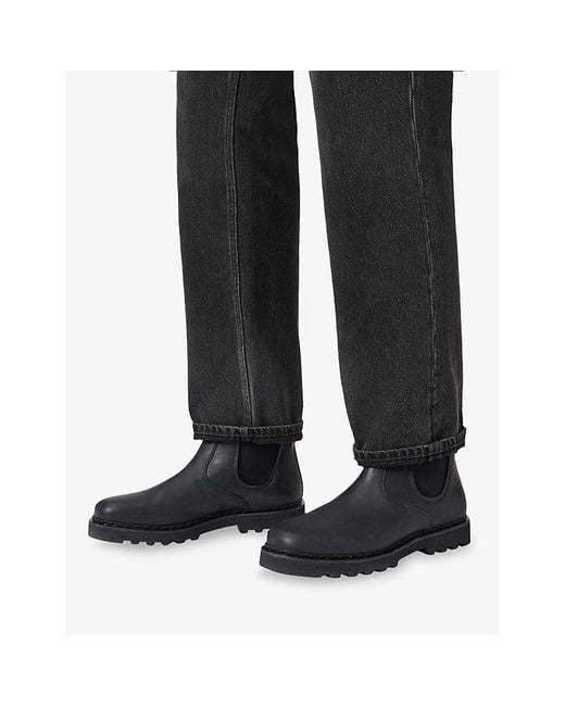 AllSaints Black Skiff Leather Chelsea Boots for men