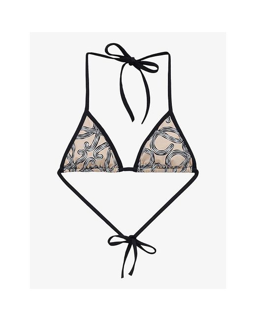 Loewe Black X Paula's Ibiza Anagram-Print Triangle Bikini Top