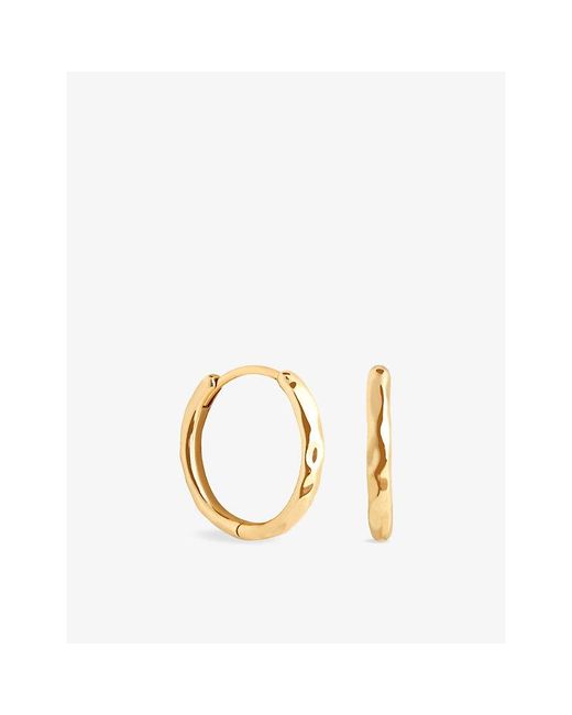 Astrid & Miyu Metallic Molten Textured 18Ct-Plated Sterling- Hoop Earrings