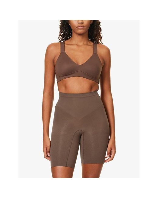 Spanx Brown Sculpt Seamless Power Mid-Thigh Short