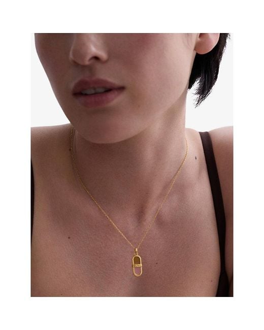 Astley Clarke Metallic X Laura Jackson Pendant 18Ct-Plated 925 Sterling- Tiger's Eye & Rhodochrosite Necklace