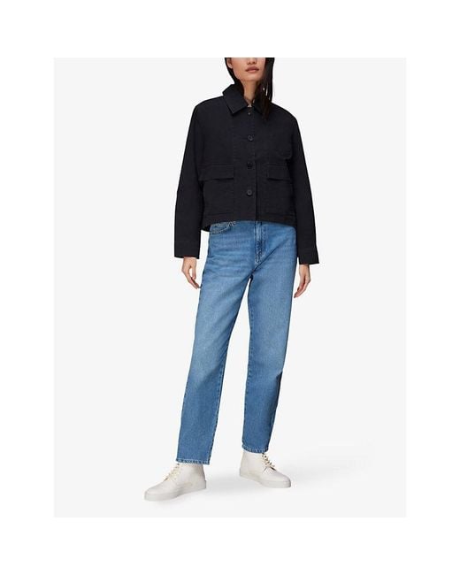 Whistles Black Marie Relaxed-Fit Cotton Jacket