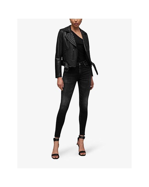 AllSaints Miller Mid-rise Size-me Stretch-denim Jeans in Black | Lyst