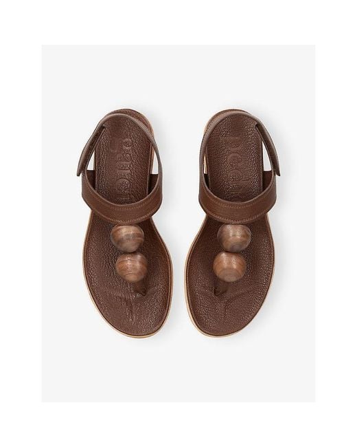 Pedro Garcia Brown Jovanka Leather Flat Sandals