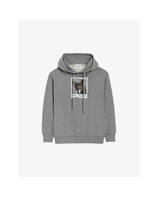 Claudie Pierlot Gray Dog-print Relaxed-fit Cotton Hoody