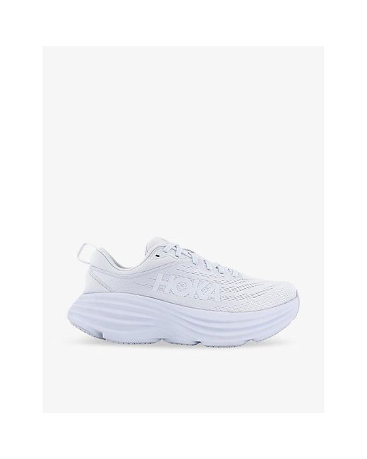 Hoka One One White Bondi 8 Lightweight Recycled-polyester-blend Low-top Trainers