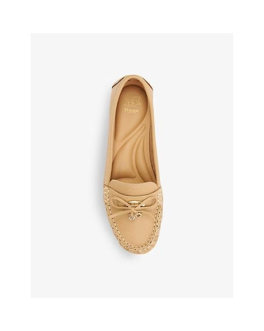 Dune Natural Grovers Bow-detail Leather Loafers
