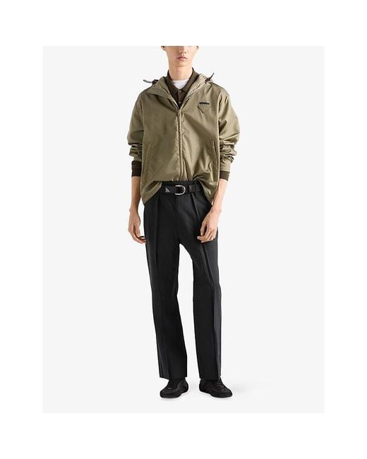 Prada Green Re-Nylon Branded Shell Jacket for men