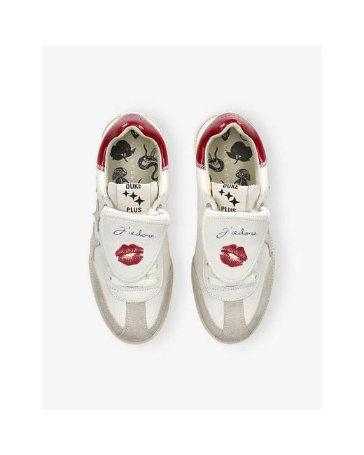 Duke & Dexter White Plus Duke Kiss Leather Trainers
