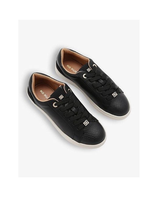 KG by Kurt Geiger Black Eliza Logo-Plaque Faux-Leather Low-Top Trainers
