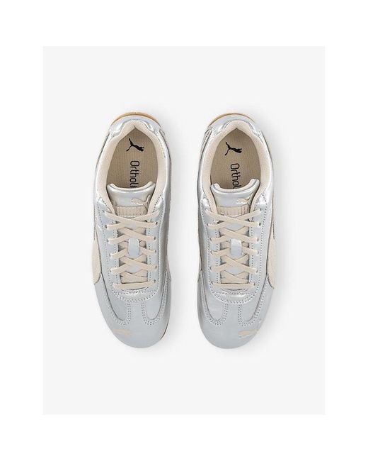 PUMA White Speedcat Og Metallic Leather Trainers