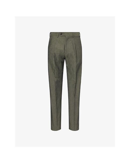 Paul Smith Green Tapered-Leg Slim-Fit Cotton And Linen Trousers for men