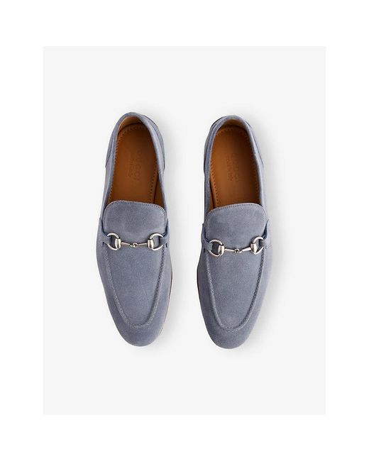 Gucci Blue Jordaan Horsebit-Embellished Suede Loafers for men