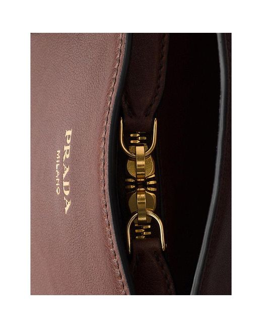 Prada Brown Logo-Embellished Large Leather Tote Bag