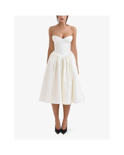 House Of Cb White Coco Satin Midi Dress