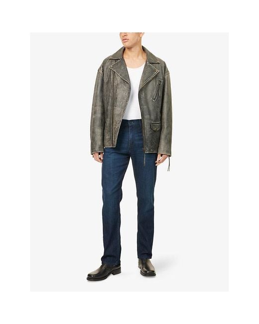 7 For All Mankind Blue Modern Straight-Leg Stretch-Denim Blend Jeans for men