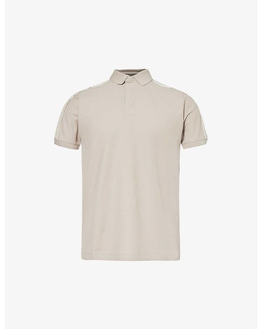 Emporio Armani White Brand-tape Regular-fit Cotton Polo Shirt for men
