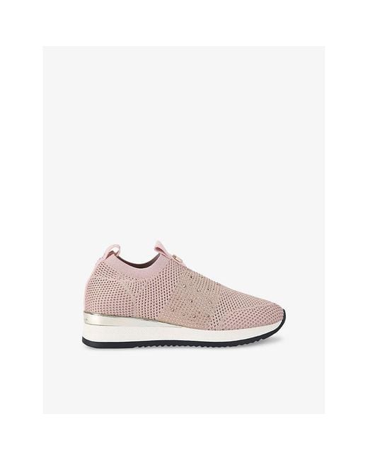 Carvela Kurt Geiger Pink Janeiro 2 Crystal-Embellished Knitted Low-Top Trainers