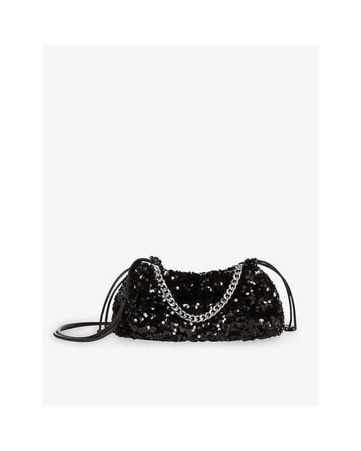 The Kooples Black Taylor Sequin-Embellished Cross-Body Bag