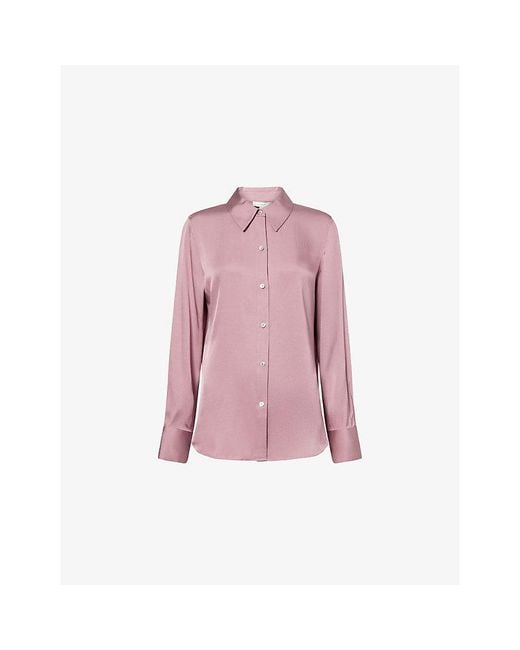 Vince Pink Slim Fit Silk-Blend Shirt