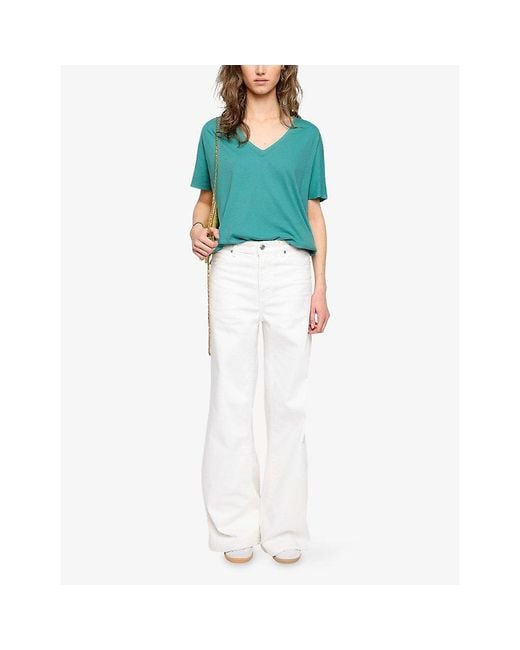 Zadig & Voltaire Blue Tommer Graphic-Print Short-Sleeve Cotton T-Shirt