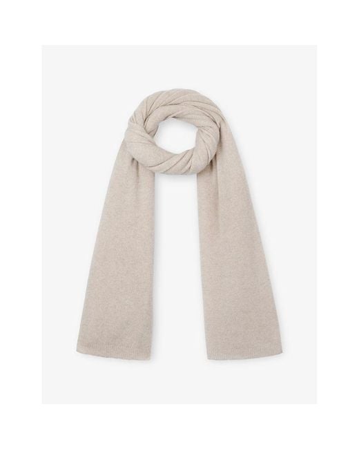 The White Company Ribbed-Trim Cashmere Blanket Scarf in White