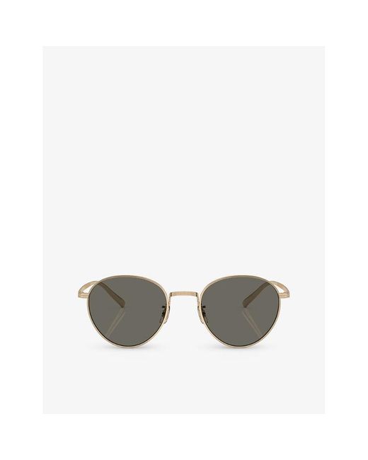 Oliver Peoples Gray Ov1336st Rhydian Round-frame Titanium Sunglasses