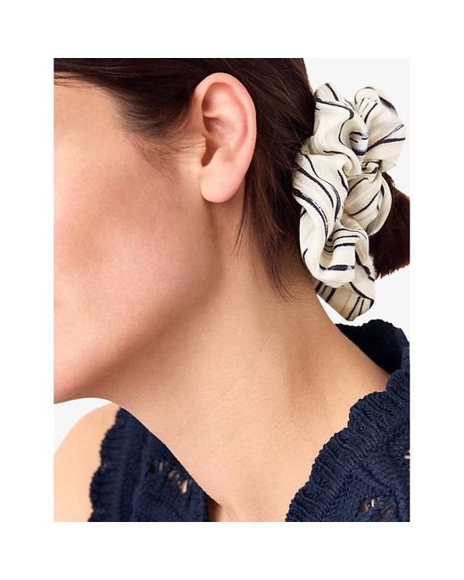 Whistles White Abstract Stripe Woven Hair Scrunchie