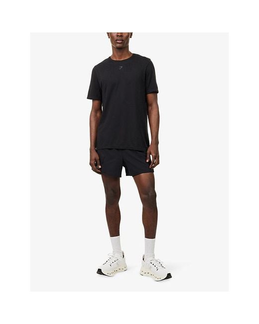GYMSHARK Black Slim-Fit Seamless Stretch-Woven Running T-Shirt for men
