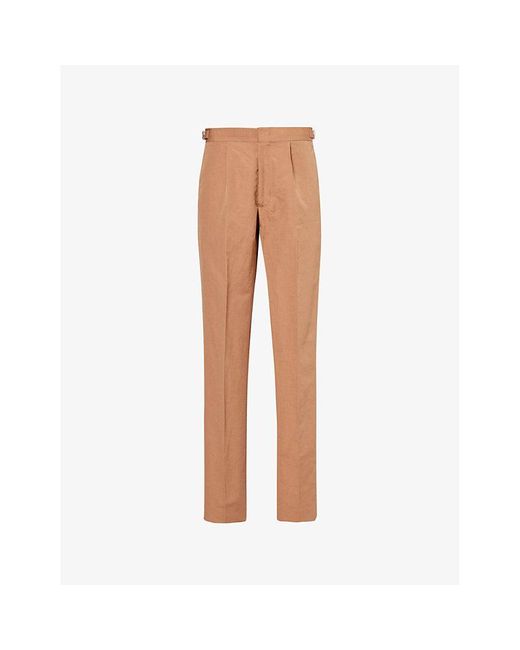 Orlebar Brown White Carsyn Pressed-crease Straight-leg Linen And Cotton-blend Trousers for men