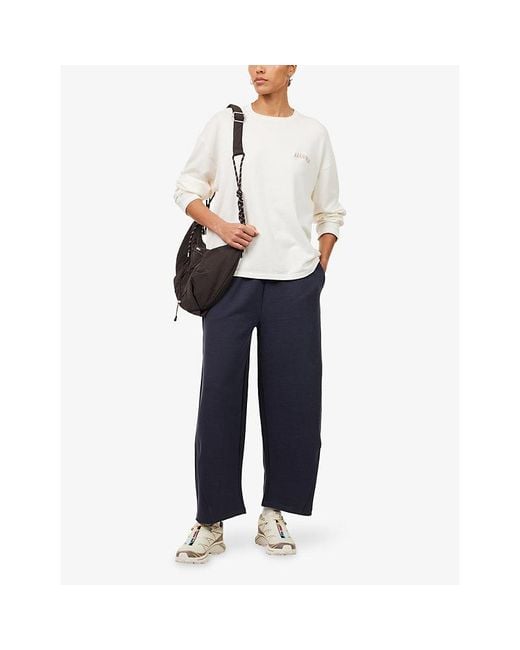 ADANOLA White Varsity Knit Roll Hem Sweatshirt