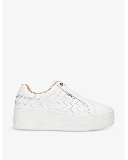 Carvela Kurt Geiger White Connected Laceless Leather Trainers