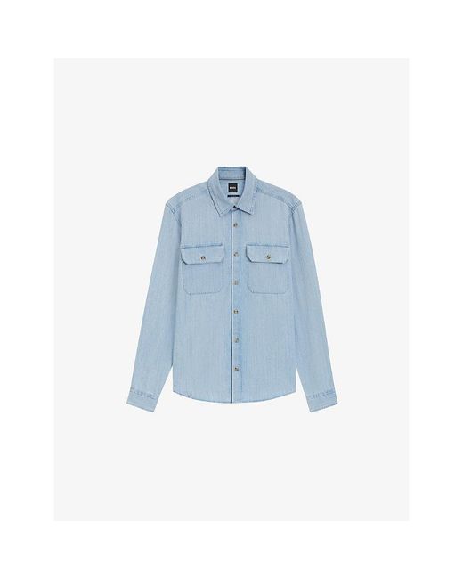 Boss Blue Regular-Fit Denim Shirt for men