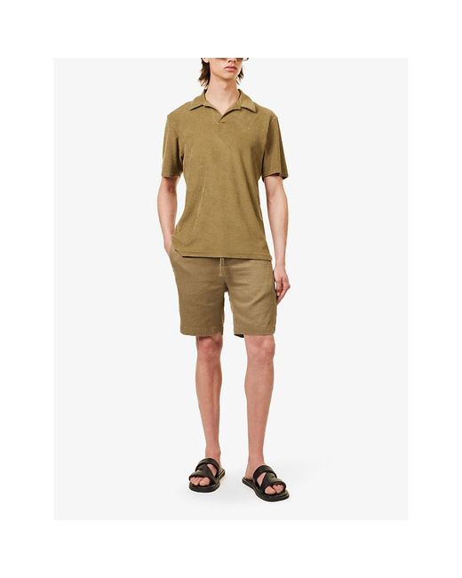 Frescobol Carioca Green Felipe Elasticated-waist Linen And Cotton-blend Shorts for men