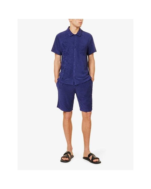 Vilebrequin Blue Bolide Brand-Patch Terry Cotton-Blend Short for men