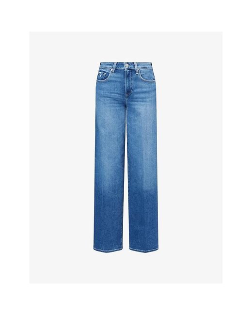 PAIGE Blue Tatum Wide-Leg Stretch-Denim Blend Jeans