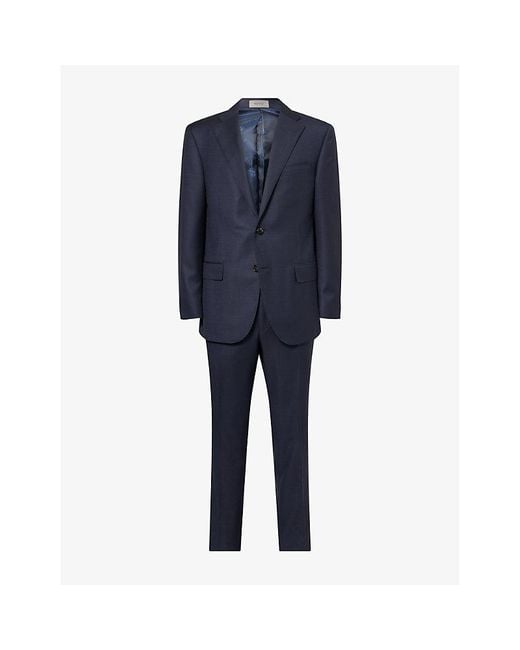Corneliani Blue Notched-Collar Single-Breasted Wool Suit for men